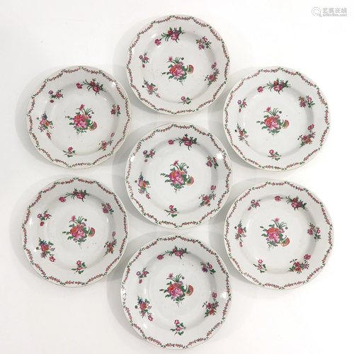 A Series of 7 Famille Rose Plates