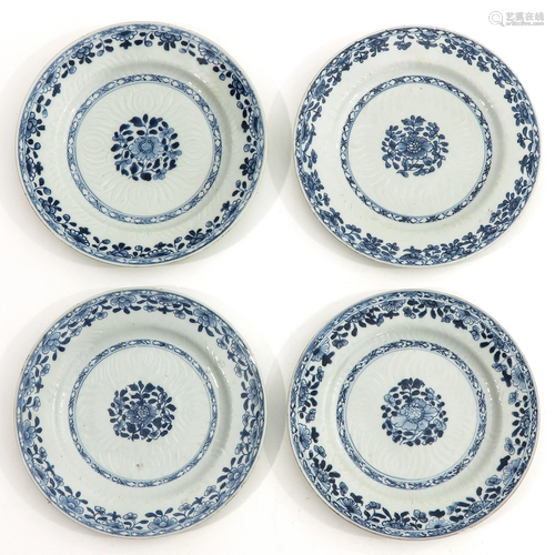 A Series of 4 Blue and White Plates