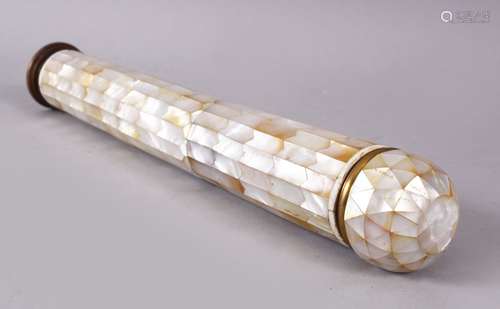 A GOOD TURKISH OTTOMAN INLAID MOTHER OF PEARL FOUR PART PEN BOX, with finely carved and inlaid