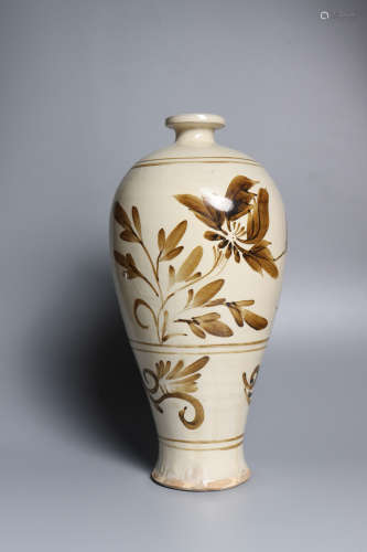 Chinese Cizhou Wave Porcelain Plum Bottle