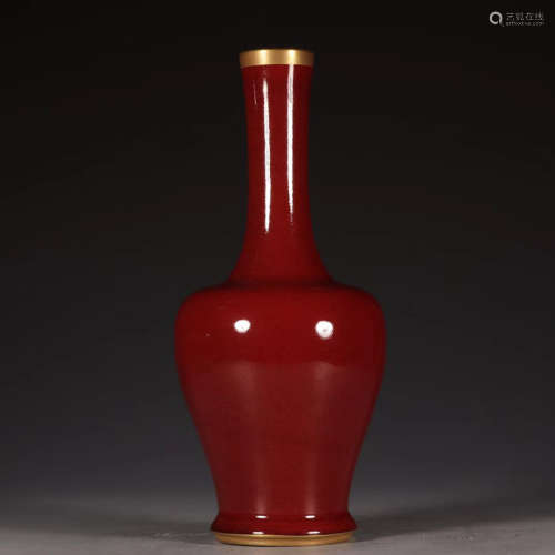 Chinese Gold Painted Red Porcelain Vessel