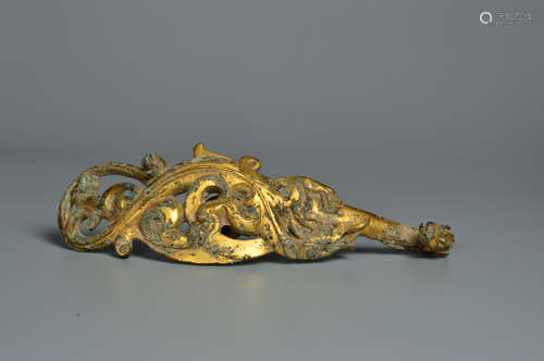 Chinese Bronze Gold Gilded Hooks