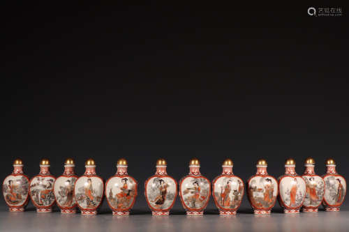 Chinese Famille Rose Fanhong Porcelain Snuff Bottle