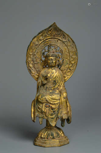 Chinese Bronze Gold Gilded Buddha Statue