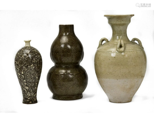 THREE CHINESE SONG DYNASTY GLAZED VESSELS
