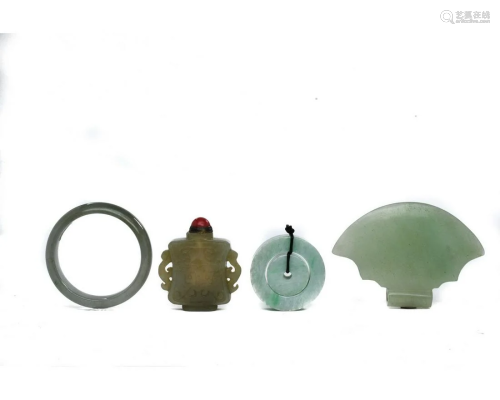 FOUR CHINESE JADE ITEMS