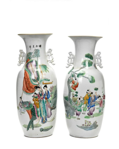 PAIR OF LARGE CHINESE PORCELAIN VASES