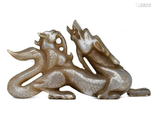 CHINESE JADE STONE CARVED DRAGON