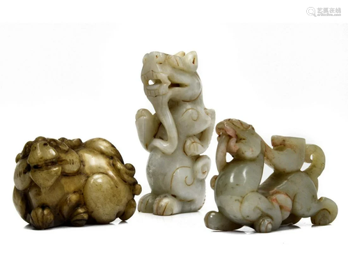 THREE CHINESE JADE STONE CARVINGS