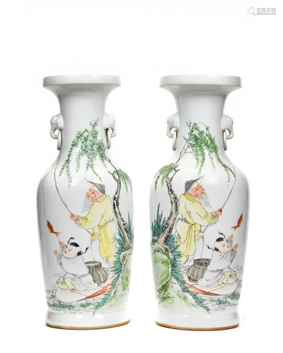 PAIR OF LARGE CHINESE PORCELAIN VASES