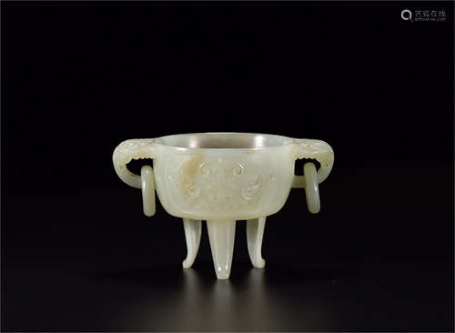 A Chinese Carved Jade Incense Burner