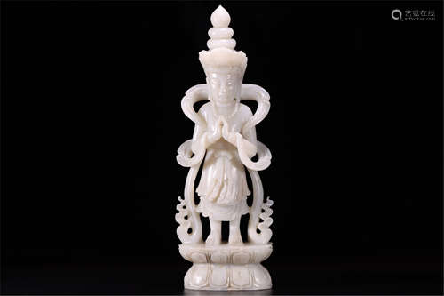 A Chinese Carved Jade Figure of Buddha