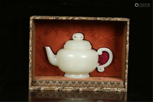 A Chinese Carved Jade Teapot