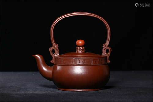 A Chinese Carved Yixing Clay Teapot