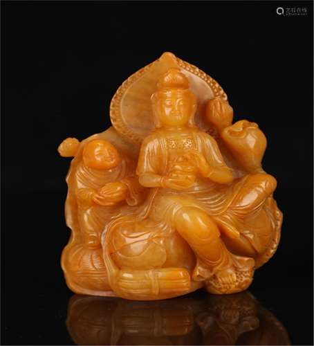 A Chinese Carved Stone Figure of Buddha