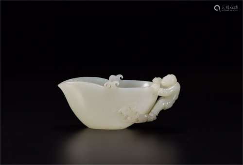 A Chinese Carved Jade Cup