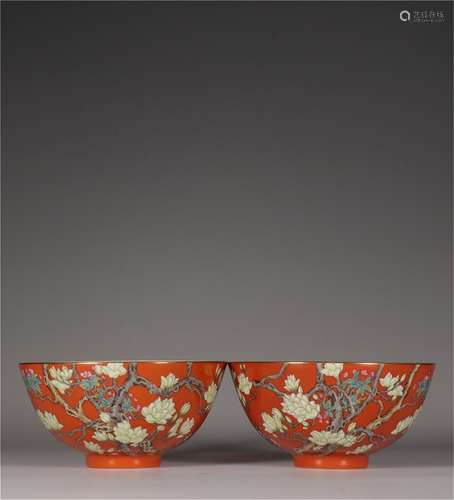 A Pair of Chinese Famille-Rose Porcelain Bowls