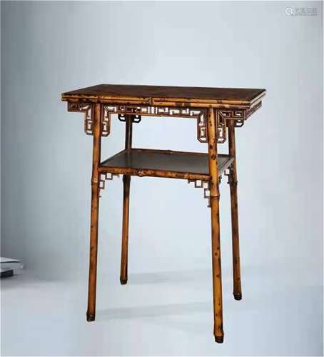 A Chinese Carved Bamboo Table