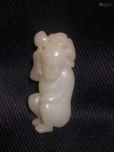 a chinese white jade monkey