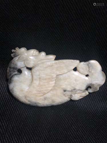 a chinese white jade fish and dragon