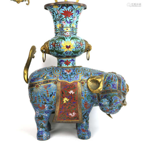 a tall chinese cloisonne elephant