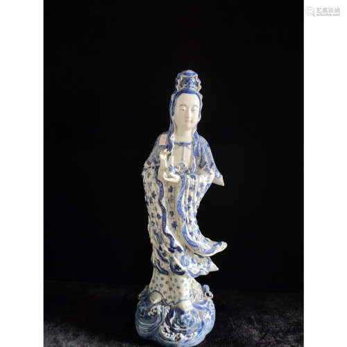 a chinese blue and white guan yin