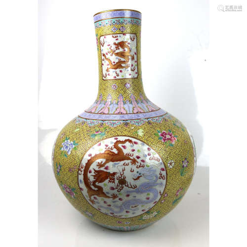 a chinese famille rose bottle vase