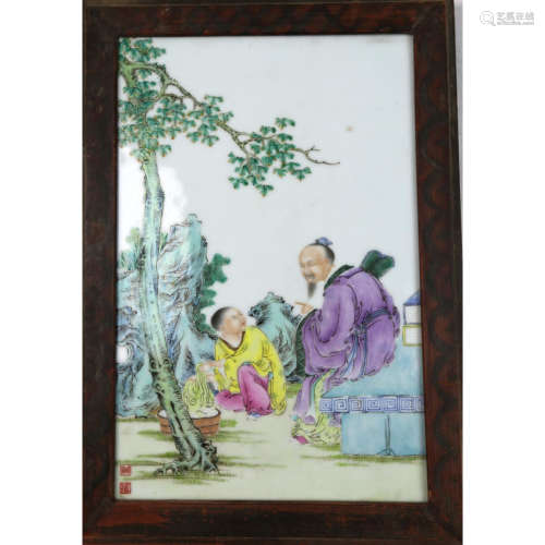 a chinese famille rose porcelain plaque