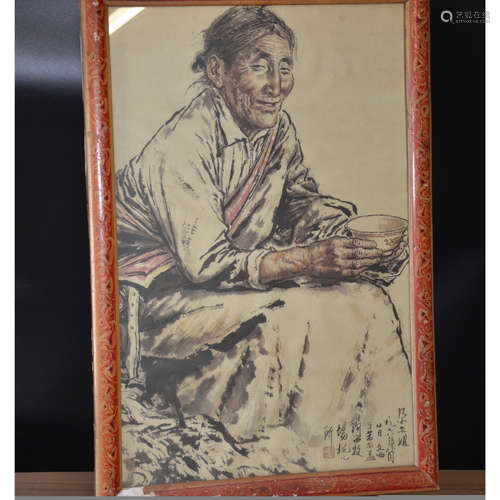 A Old painting of an old woman