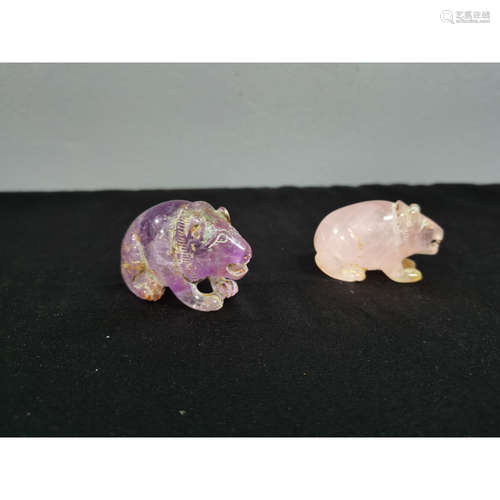 A Pair of Glass Bear Paperweight