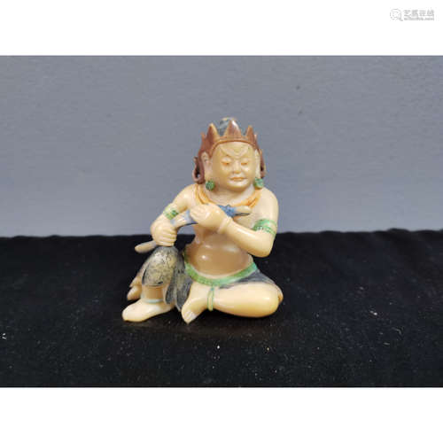 A Chinese Hardstone (shoushan) Buddha with colour