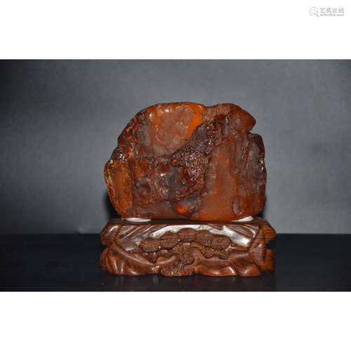 A Agate With Carved Wood Stand