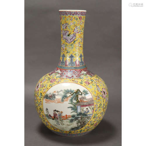 large chinese yellow ground porcelain vase