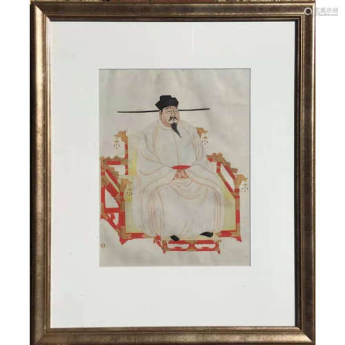 a chinese painting framed ink on paper by Zhan Qiong