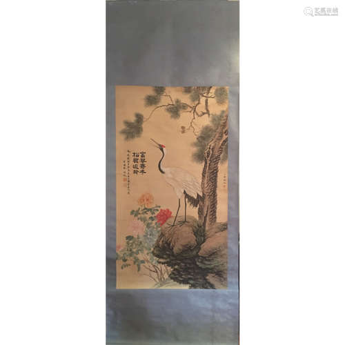 a chinese painting hanging scroll ink and colour on silk