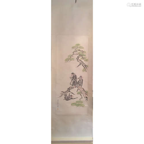 a chinese hanging scroll ink and colour on paper Cai He Ding