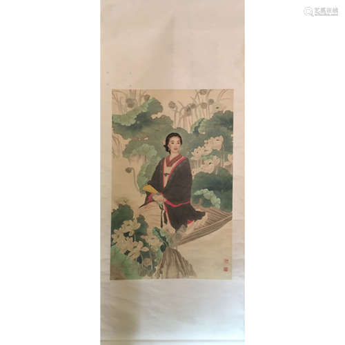 a chinese hanging scroll ink and colour on silk Wang Mei Fang Zhao Guo Jing