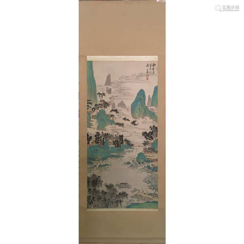 a chinese hanging scroll ink and colour on silk Yuan Jian