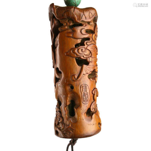 a chinese bamboo incense holder