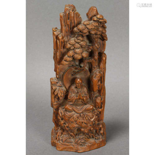 A Chinese Boxwood Carving Figure