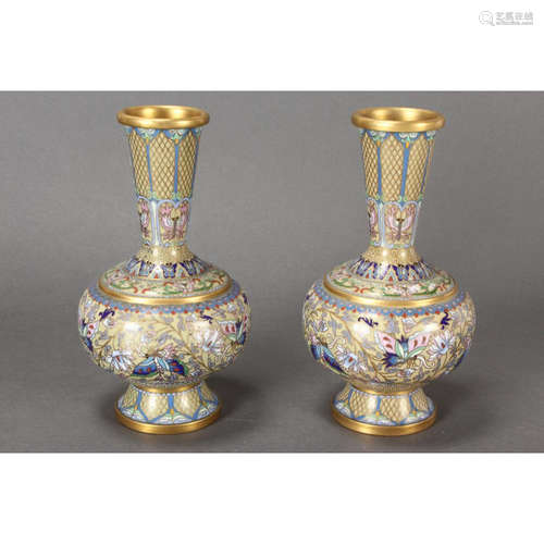 a pair of chinese cloisonne vases