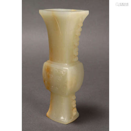 a chinese white jade gu vase