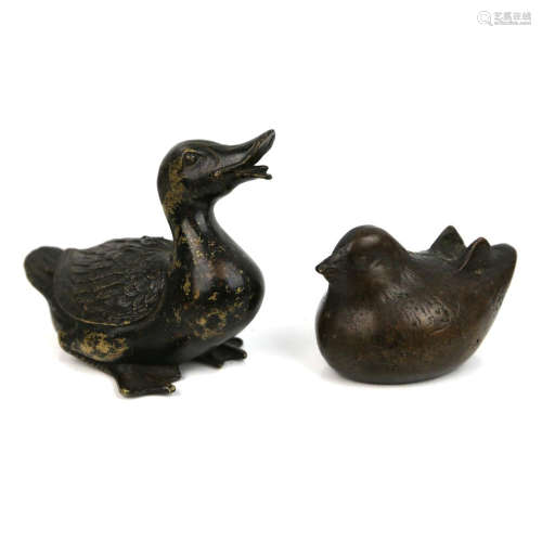 Two chinese bronze animals