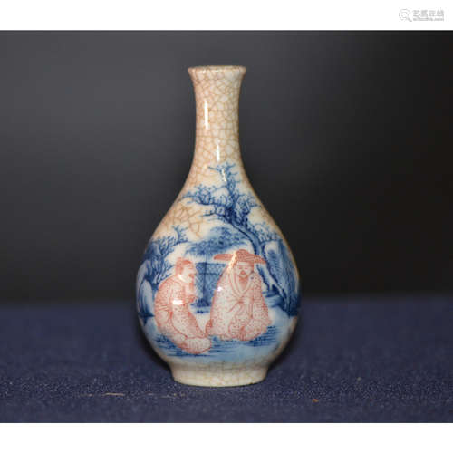 a chinese blue and white Yue Hu Chun Vase