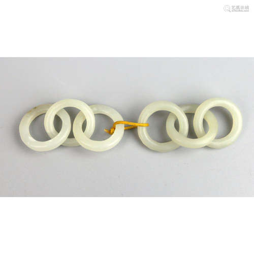 a pair of white jade chain carvings