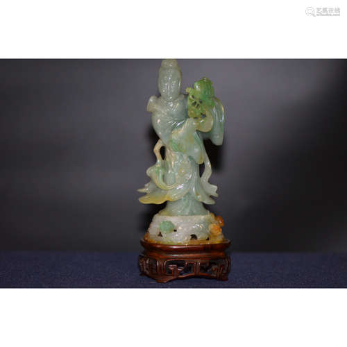 a chinese jade of carving Guan Yin