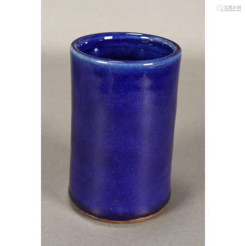 a chinese blue glaze brush pot