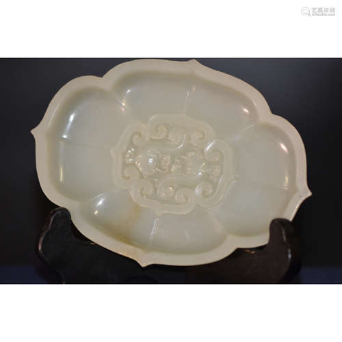 a chinese jade of carving dish