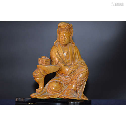 a chinese soapstone of Guan Yin