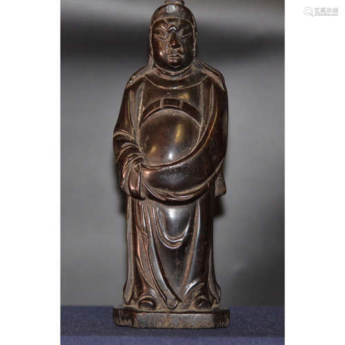 a chinese zi tan carving figure